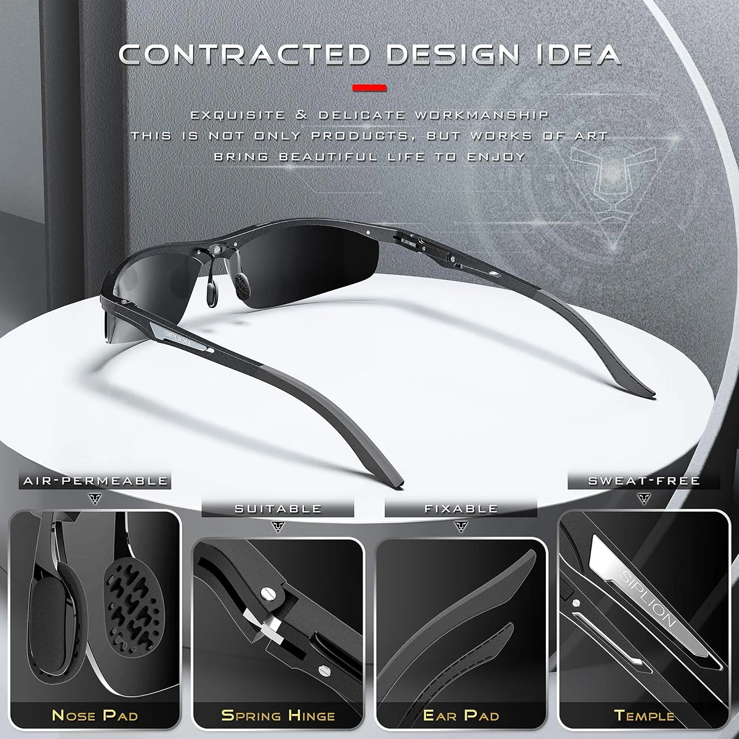 SIPLION Men's Sunglasses Polarized Sport Glasses for golf fishing driving Metal Frame Sun glasses