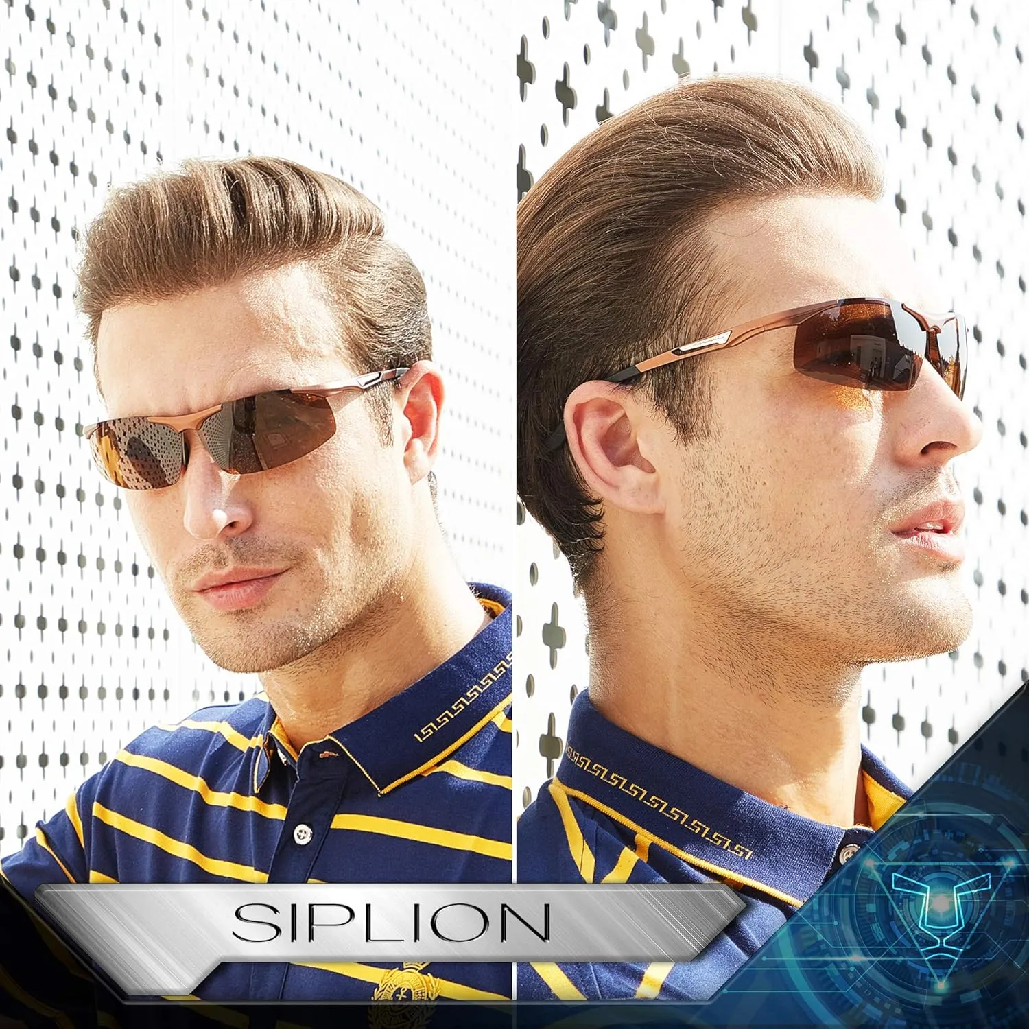 SIPLION Men's Sunglasses Polarized Sport Glasses for golf fishing driving Metal Frame Sun glasses