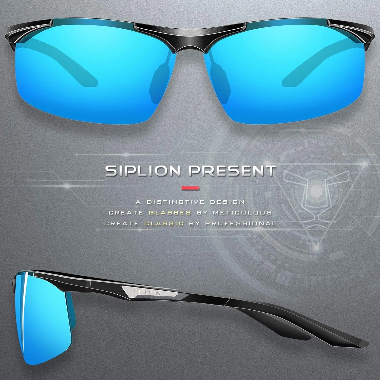 SIPLION Men's Sunglasses Polarized Sport Glasses for golf fishing driving Metal Frame Sun glasses