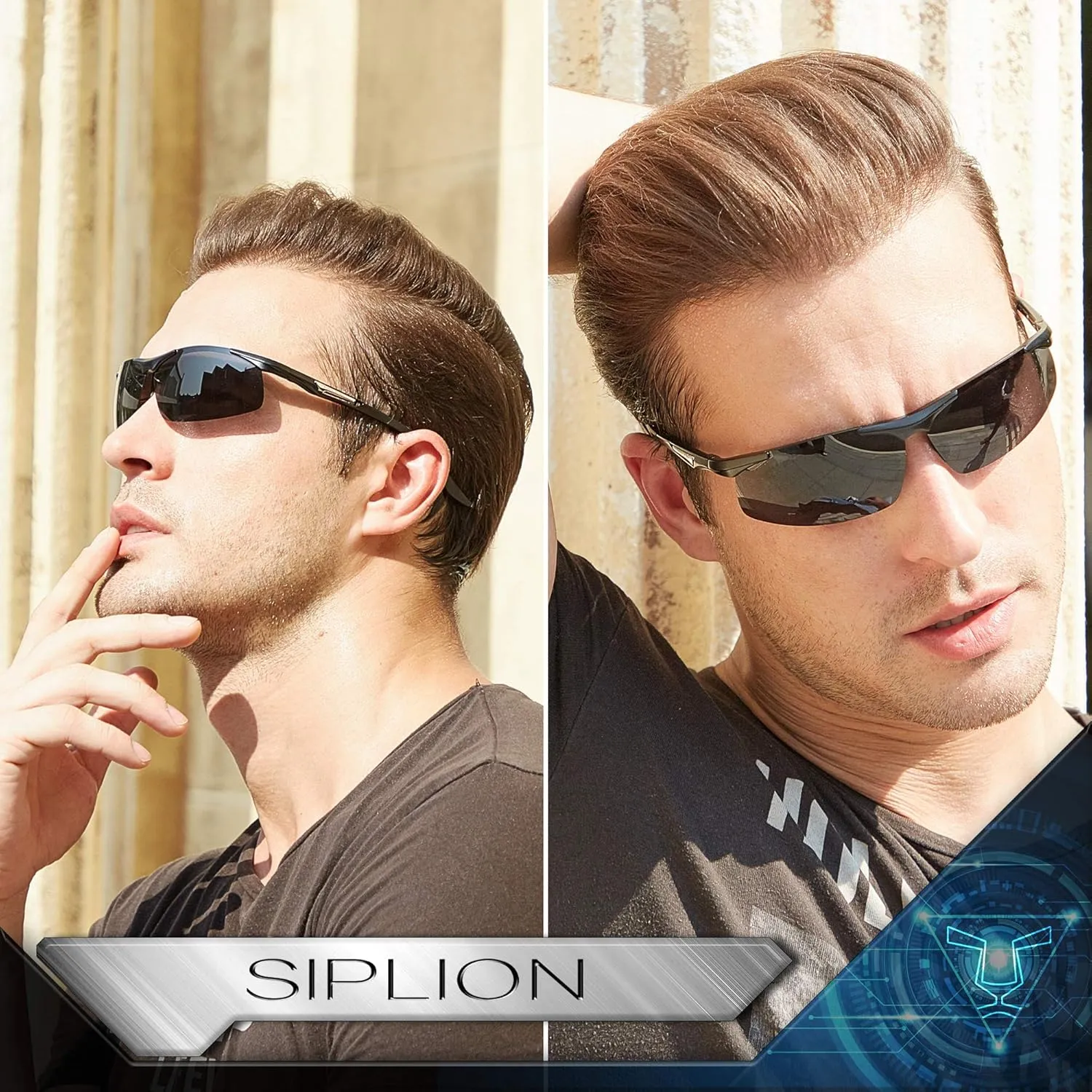 SIPLION Men's Sunglasses Polarized Sport Glasses for golf fishing driving Metal Frame Sun glasses