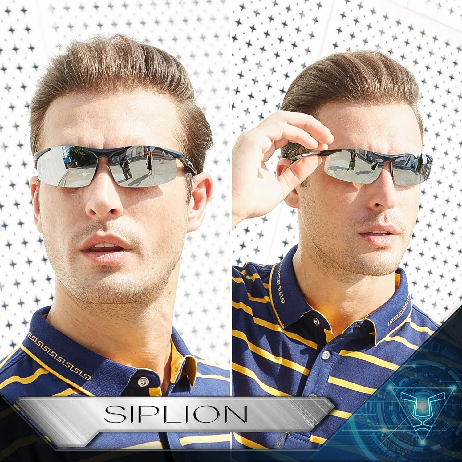 SIPLION Men's Sunglasses Polarized Sport Glasses for golf fishing driving Metal Frame Sun glasses