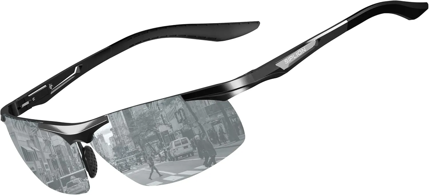 SIPLION Men's Sunglasses Polarized Sport Glasses for golf fishing driving Metal Frame Sun glasses