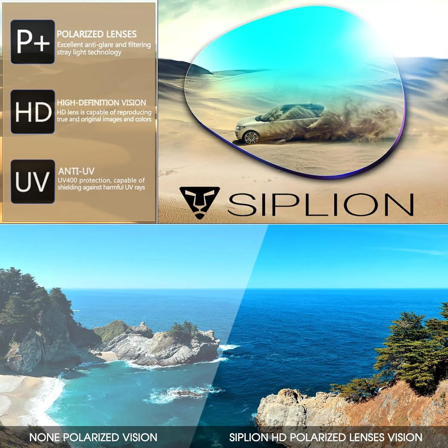 SIPLION Men's Sunglasses Polarized Sport Glasses for golf fishing driving Metal Frame Sun glasses