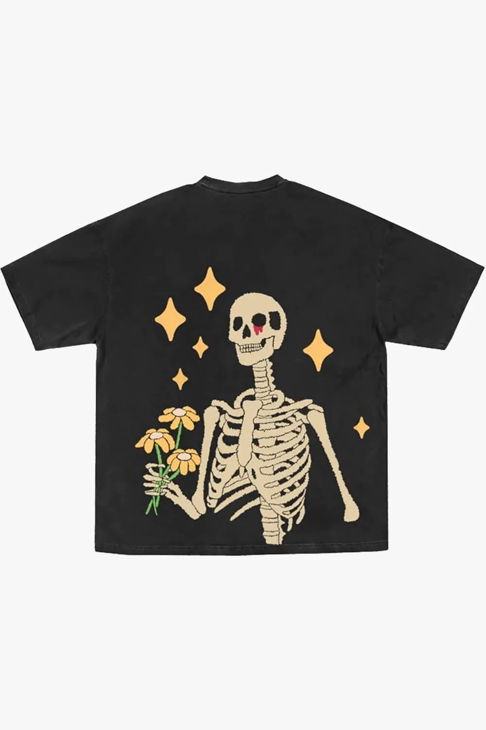 Skeleton With Flowers Retro T-Shirt