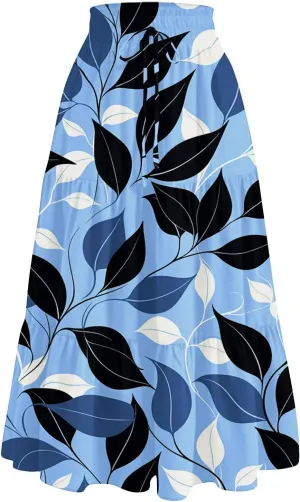 Skirts for Women Beach Vacation Casual Summer Fake Drawstring Floral Pleated A Line Boho Cute Tiered Skirts