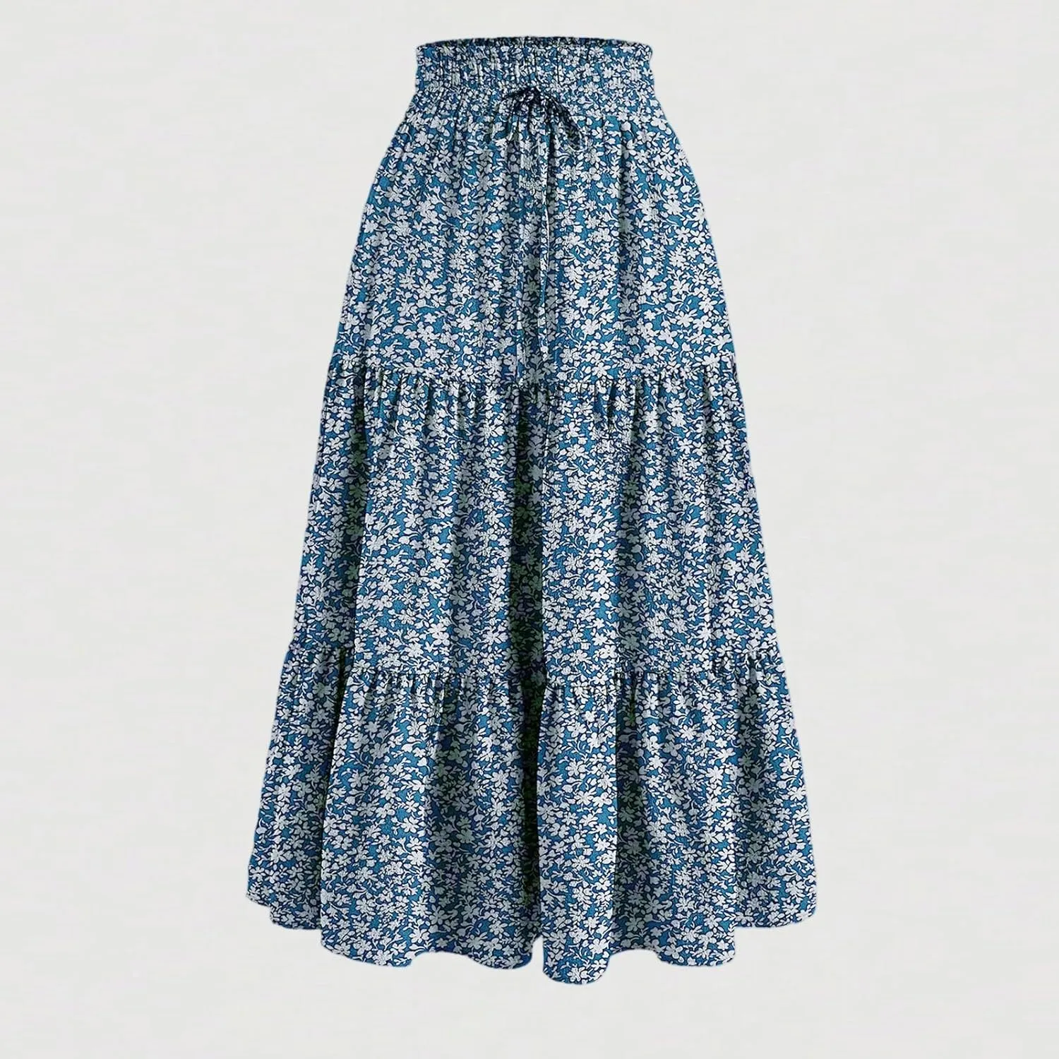 Skirts for Women Elastic Waist Loose Lace Casual Summer Fake Drawstring Flowy Tiered Renaissance Skirt