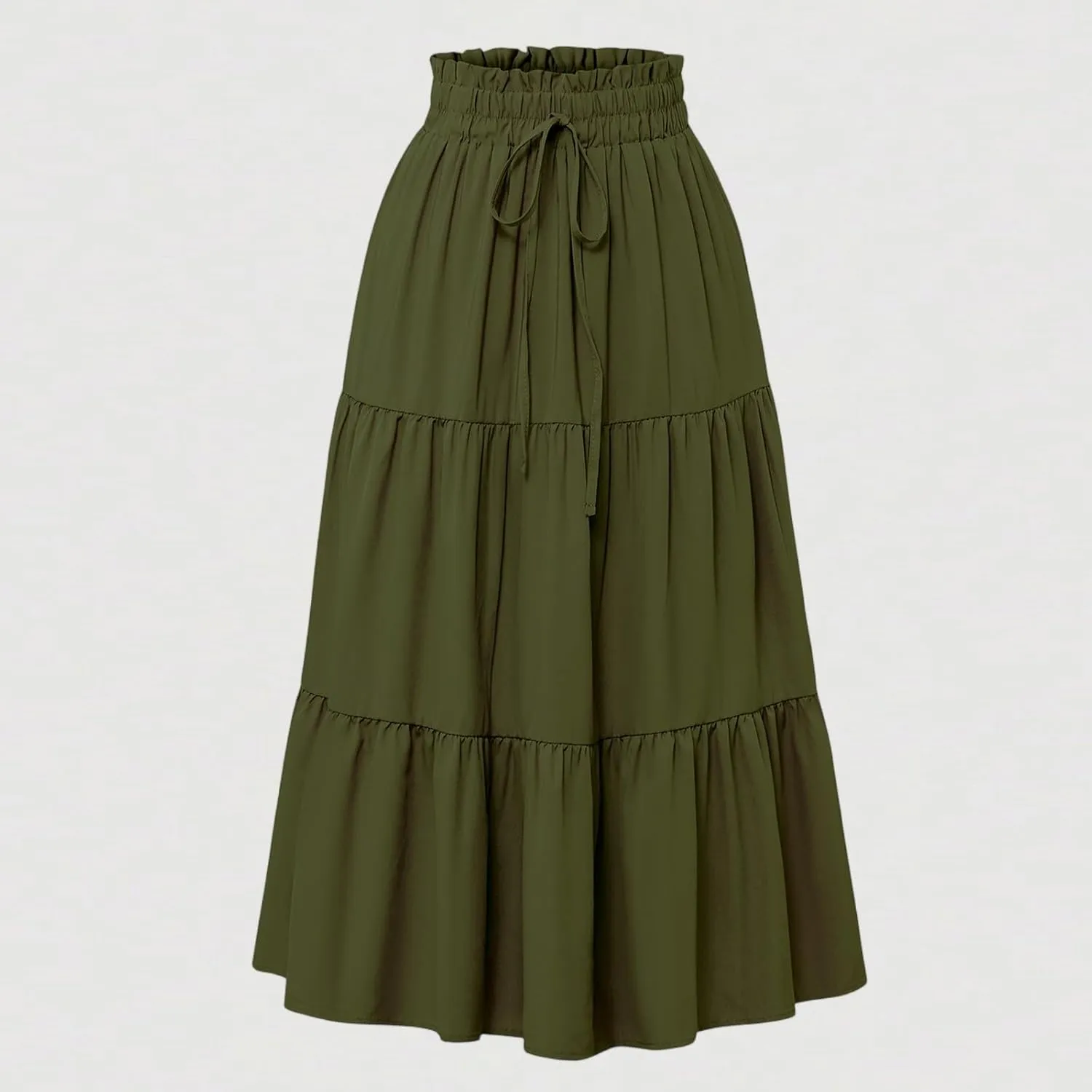Skirts for Women Elastic Waist Loose Lace Casual Summer Fake Drawstring Flowy Tiered Renaissance Skirt
