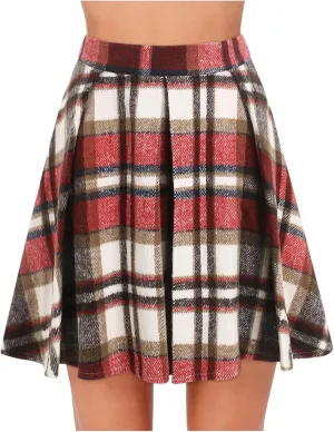 Skirts for Women Trendy Plaid Y2K High Elastic Waist Flowy Ruffles Casual Pleated Short Skirts for Summer Streetwear