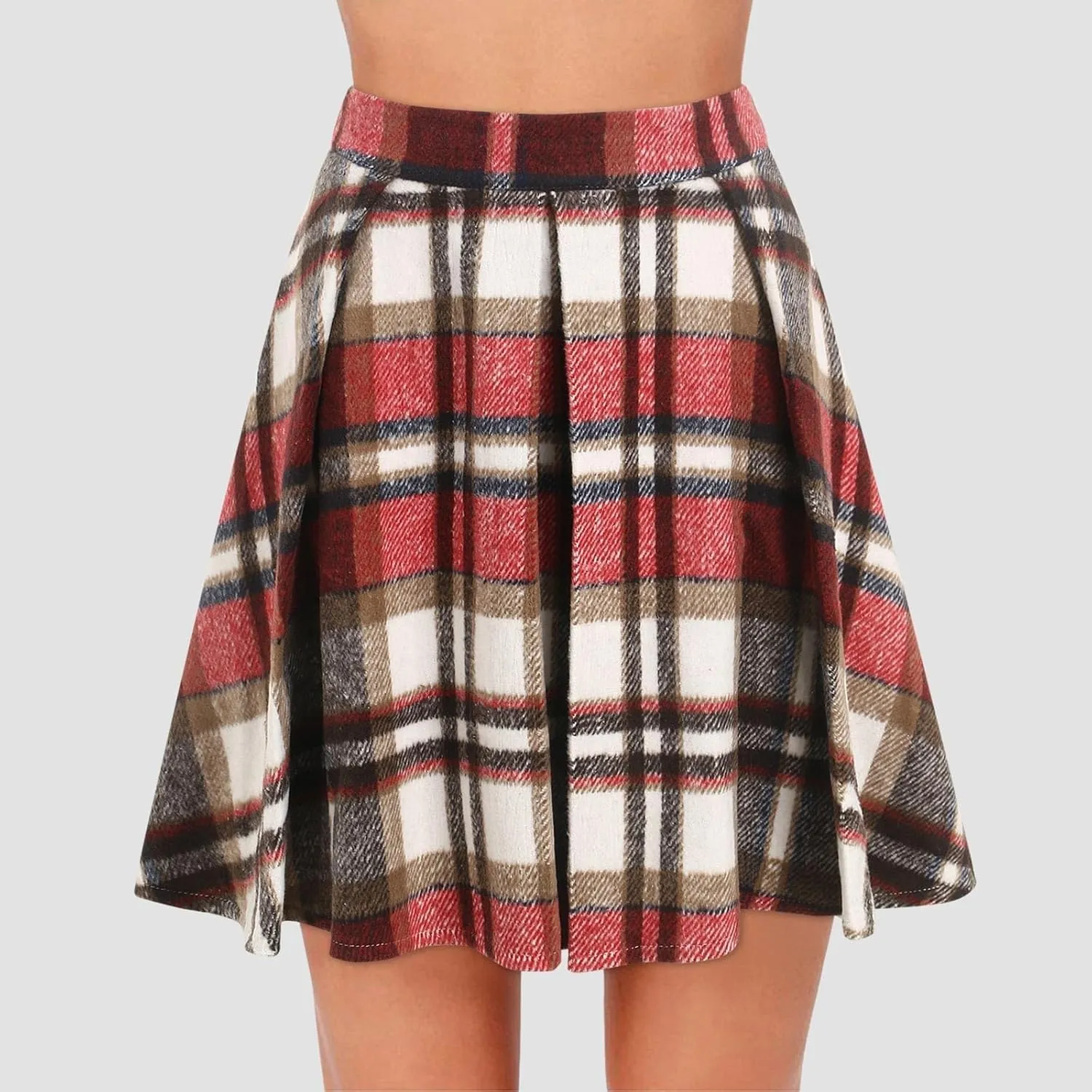 Skirts for Women Trendy Plaid Y2K High Elastic Waist Flowy Ruffles Casual Pleated Short Skirts for Summer Streetwear