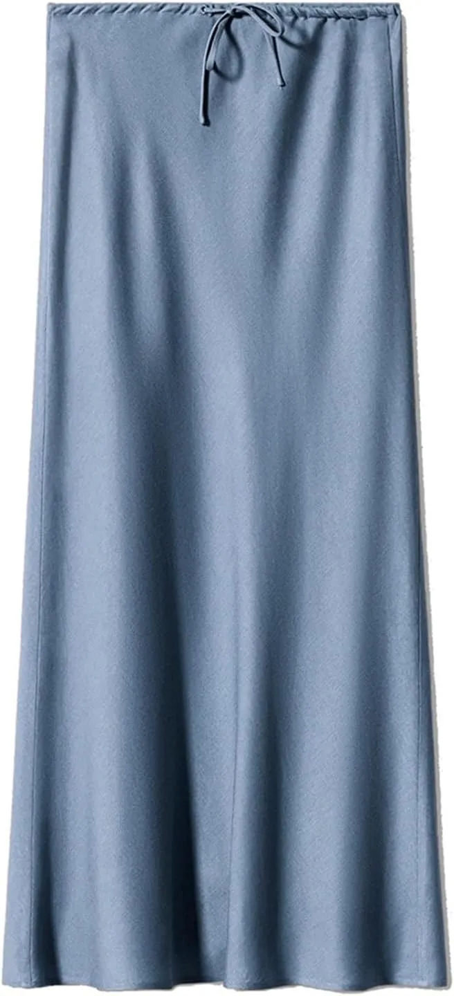 Skirts for Women Trendy Summer Drawstring Elastic Waist Business Casual Formal Long Straight Maxi Pencil Skirt Dress