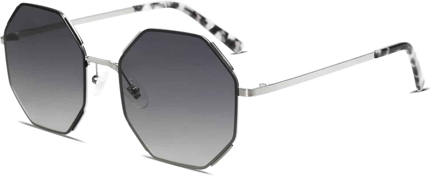 SOJOS Sunglasses for Women Men Classic Retro Polygon Shades UV400