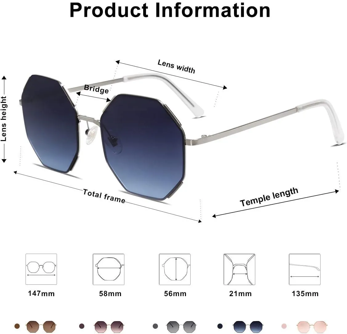 SOJOS Sunglasses for Women Men Classic Retro Polygon Shades UV400