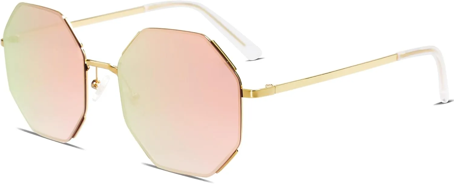 SOJOS Sunglasses for Women Men Classic Retro Polygon Shades UV400