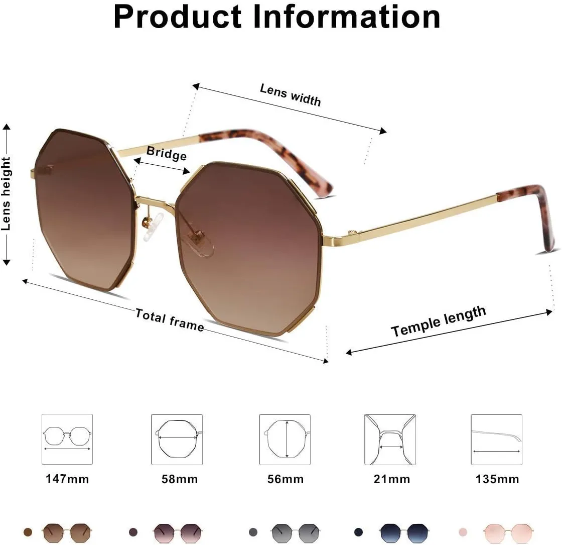 SOJOS Sunglasses for Women Men Classic Retro Polygon Shades UV400