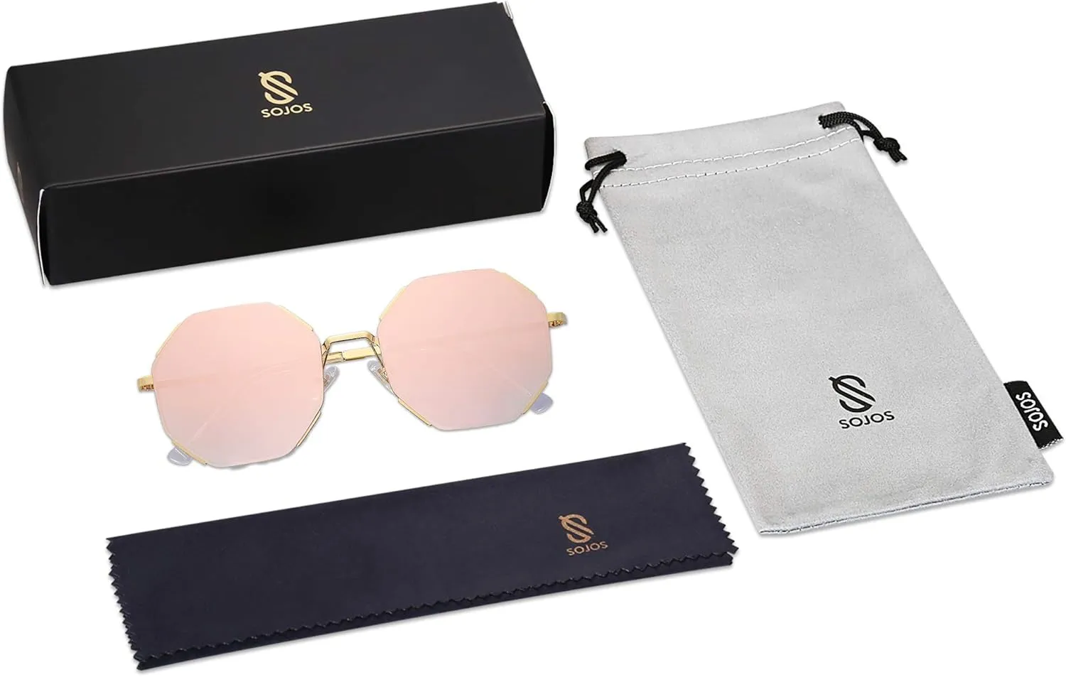 SOJOS Sunglasses for Women Men Classic Retro Polygon Shades UV400