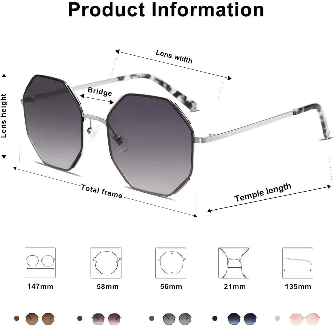 SOJOS Sunglasses for Women Men Classic Retro Polygon Shades UV400