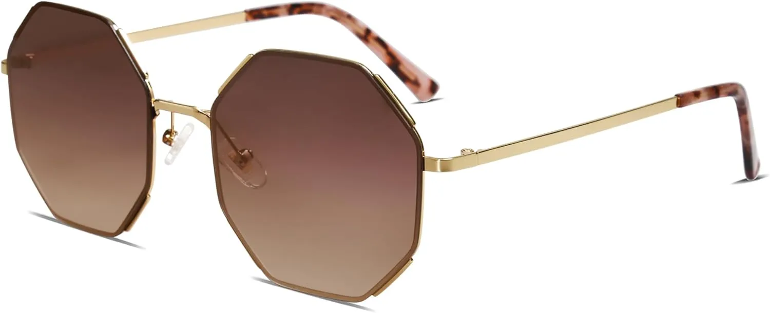 SOJOS Sunglasses for Women Men Classic Retro Polygon Shades UV400