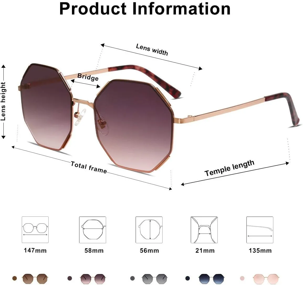 SOJOS Sunglasses for Women Men Classic Retro Polygon Shades UV400