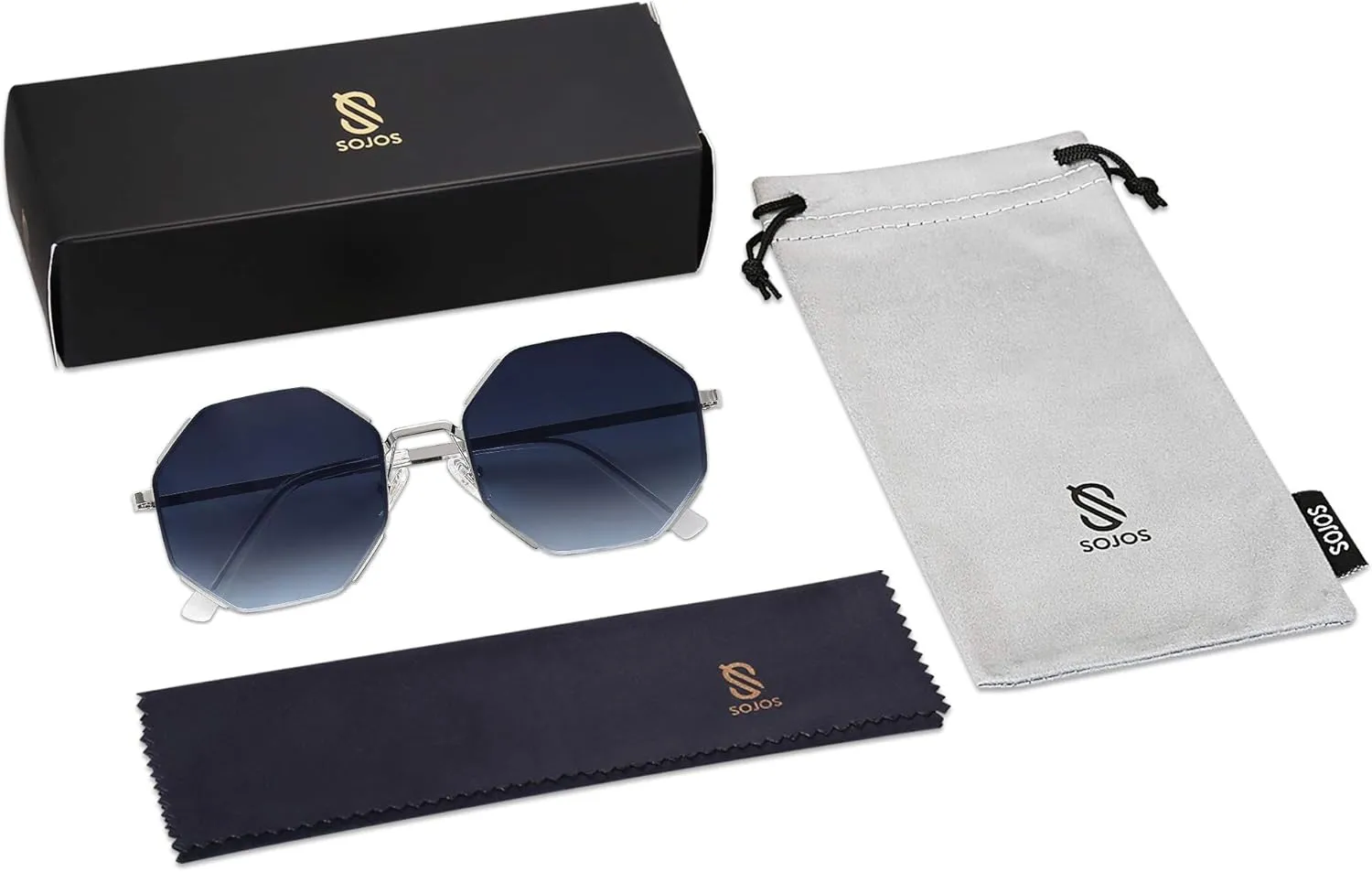 SOJOS Sunglasses for Women Men Classic Retro Polygon Shades UV400