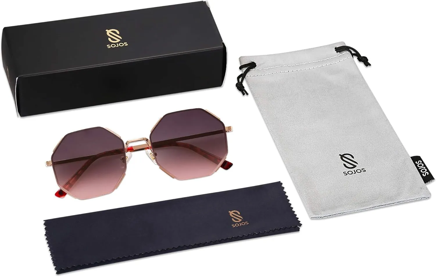 SOJOS Sunglasses for Women Men Classic Retro Polygon Shades UV400