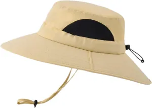 Solid Colors Cotton Bucket Hats with String Mesh Breathable Wide Brim Sun Hats Travel Hiking Fisherman Cap