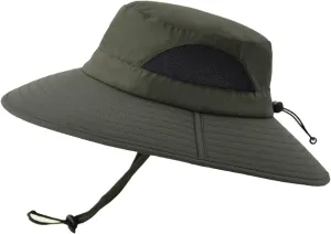 Solid Colors Cotton Bucket Hats with String Mesh Breathable Wide Brim Sun Hats Travel Hiking Fisherman Cap
