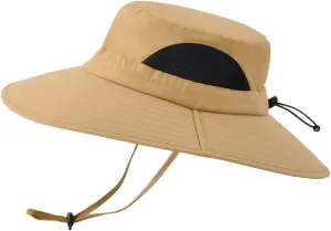 Solid Colors Cotton Bucket Hats with String Mesh Breathable Wide Brim Sun Hats Travel Hiking Fisherman Cap