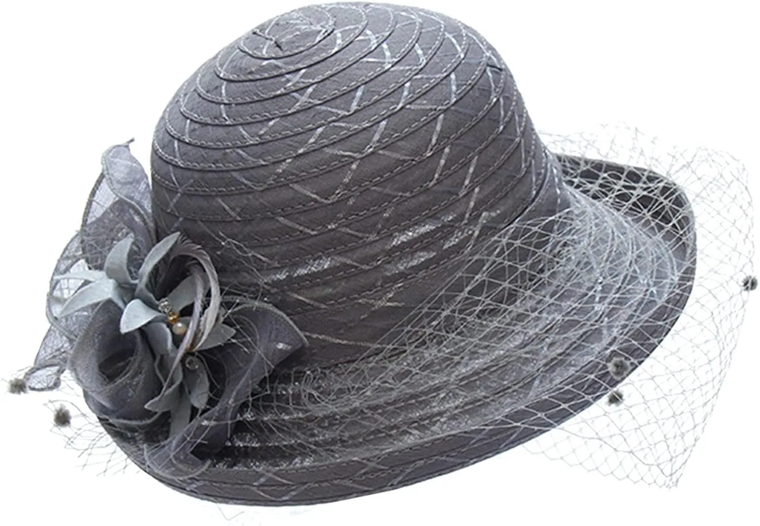 Spring Summer Mesh Sunshade Hat Flower Temperament Wedding Dress Hat Sun Dome Large Brim Hat Fashion Hat Garden