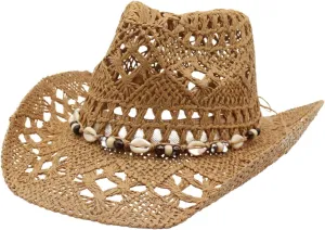 Straw Cowboy Hat for Women Western Wide Brim Fedora Hat Summer Beach Sun Caps