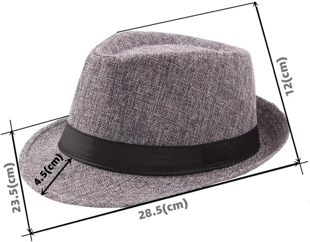 Straw Fedora Hat for Men Trilby Panama Hats Short Brim Sun Caps