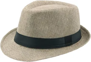 Straw Fedora Hat for Men Trilby Panama Hats Short Brim Sun Caps