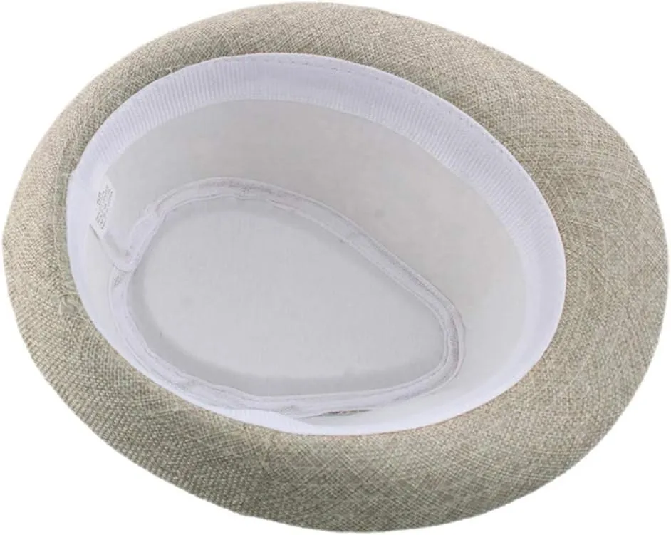 Straw Fedora Hat for Men Trilby Panama Hats Short Brim Sun Caps