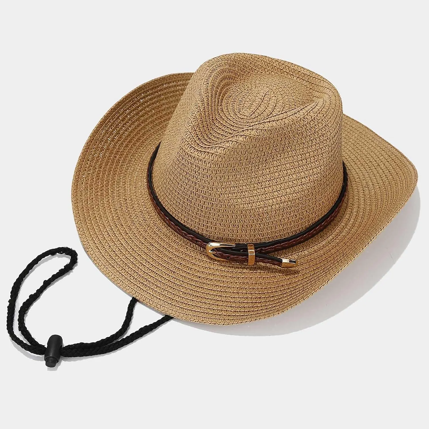 Straw Hats for Women Summer Beach Hats Wide Brim Panama Hat UV Protection Sun Hat with Leather Belt Cowboy Sunhats