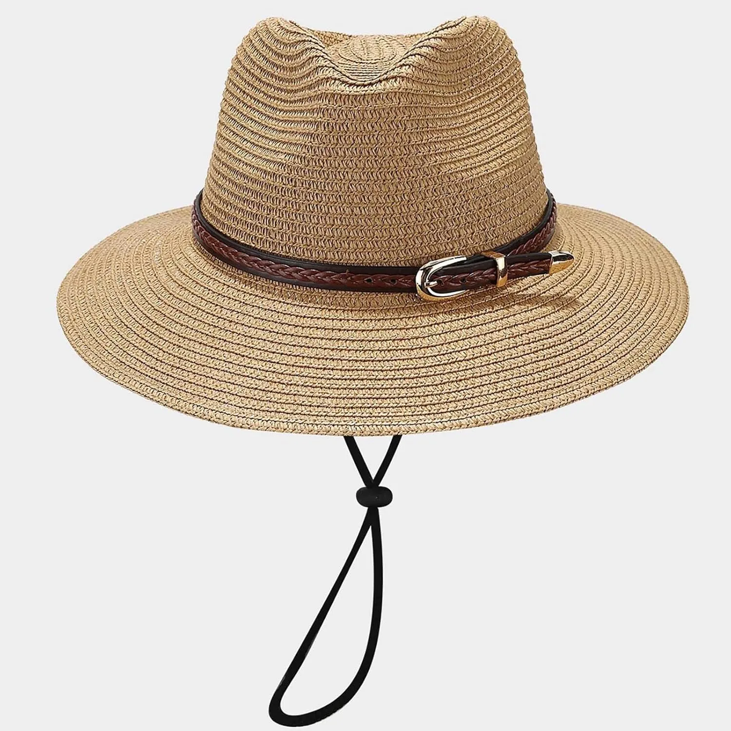 Straw Hats for Women Summer Beach Hats Wide Brim Panama Hat UV Protection Sun Hat with Leather Belt Cowboy Sunhats