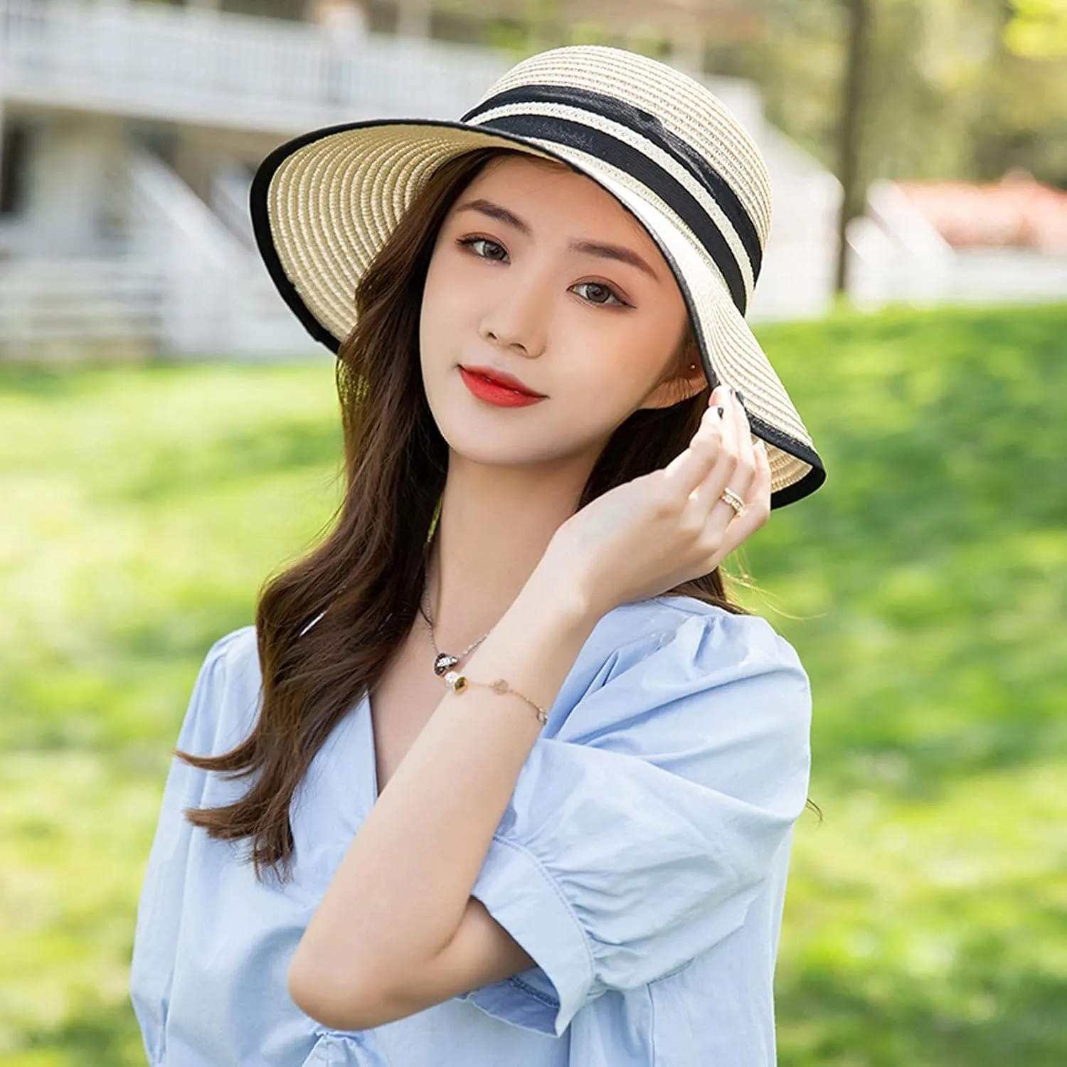 Straw Sunshade Sunscreen Hat Women's Brims Wide Sun Hat Beach Outdoor Summer Baseball Caps Trendy Hats Women