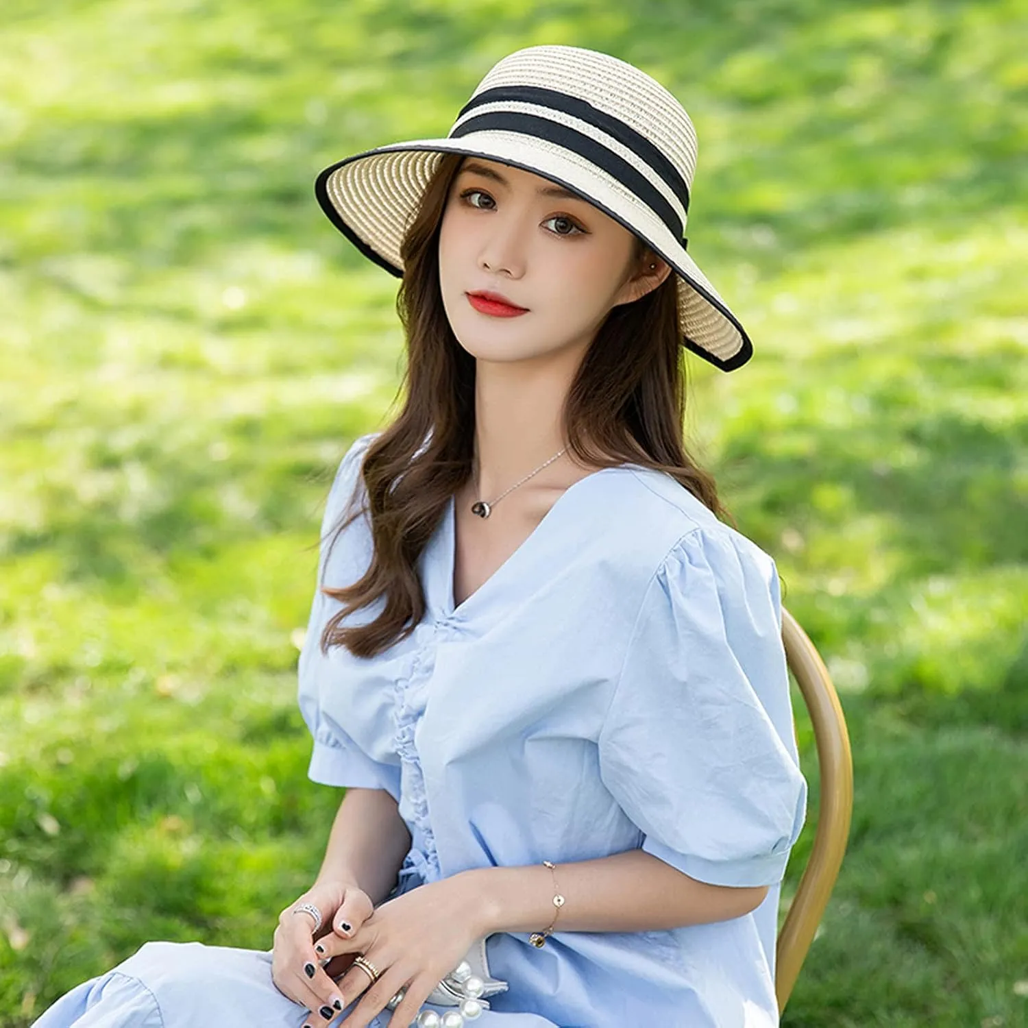 Straw Sunshade Sunscreen Hat Women's Brims Wide Sun Hat Beach Outdoor Summer Baseball Caps Trendy Hats Women