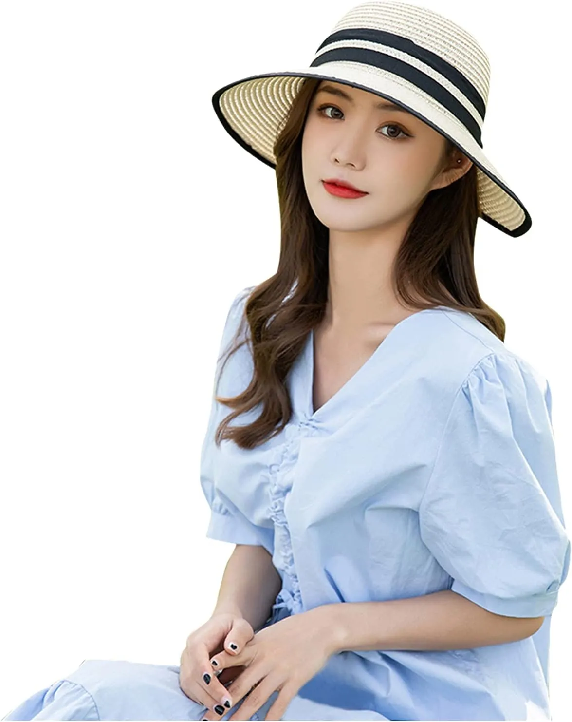 Straw Sunshade Sunscreen Hat Women's Brims Wide Sun Hat Beach Outdoor Summer Baseball Caps Trendy Hats Women