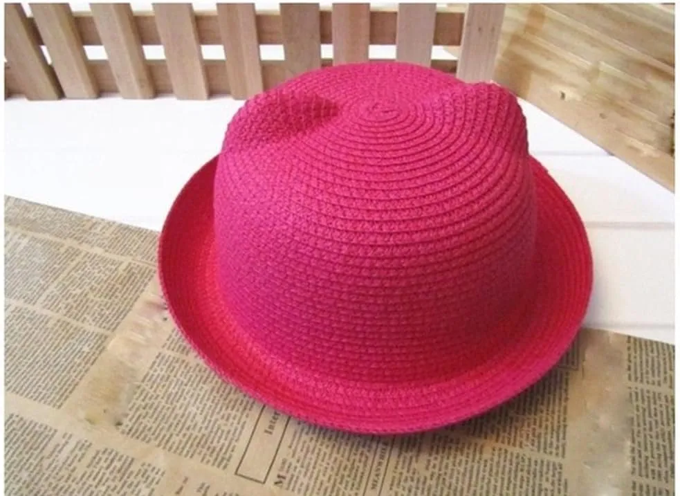 Summer Childrens Straw Visor Hat Wide Brim Floppy Beach Sun Hats UV Protection PUF 50  Travel Cap Fashion Bucket Caps Baby