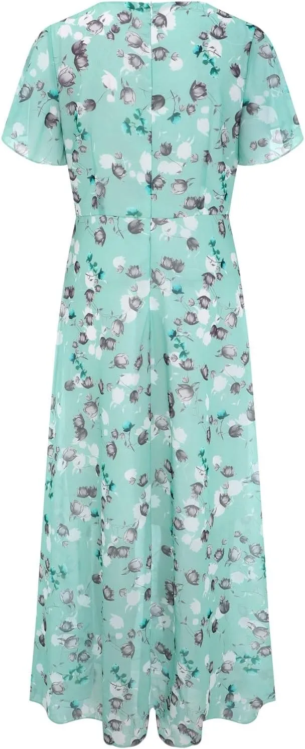 Summer Dresses for Women 2024 Spring Trendy Elegant Wrap V Neck Floral Boho Dress Flowy Ruched Hawaiian Beach Maxi