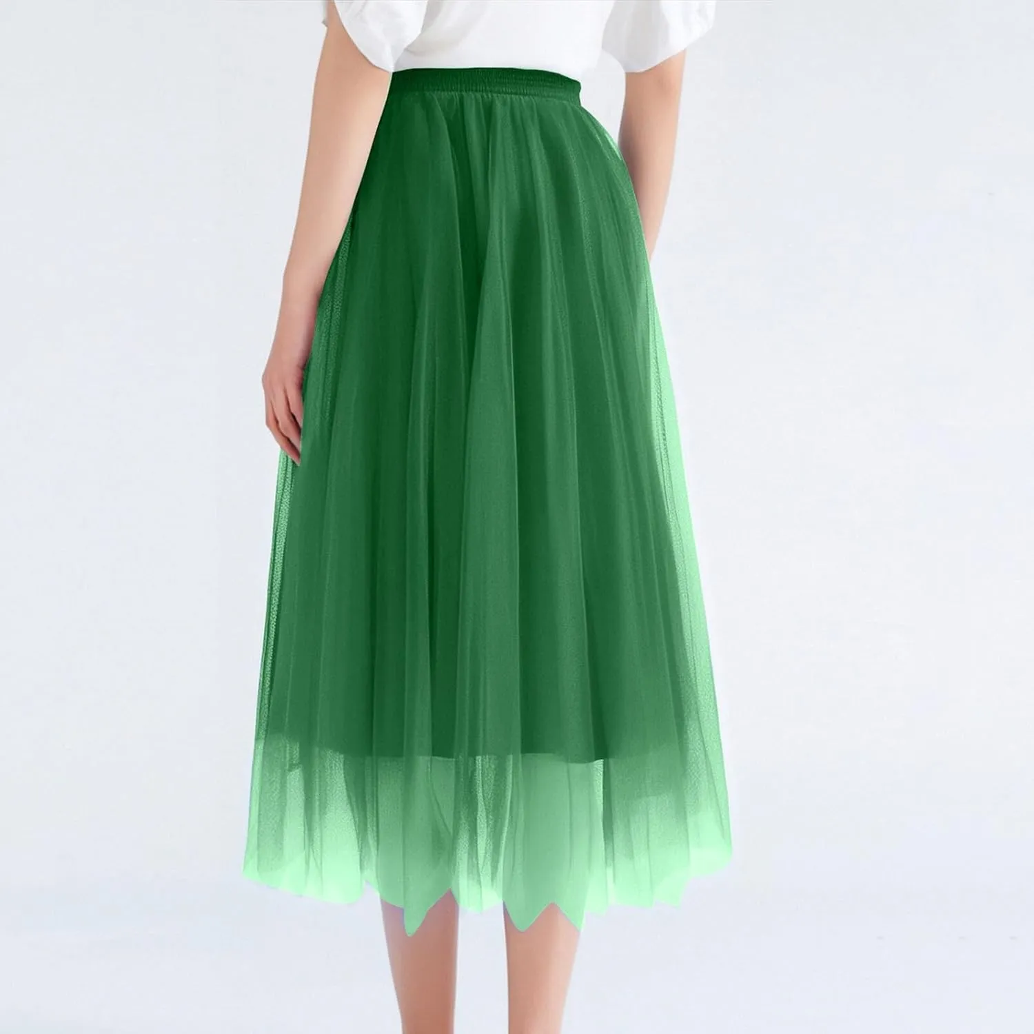 Summer Skirts for Women Loose Casual Trendy Solid Color Flowy Vacation Mesh Tulle Skirts, S-XL