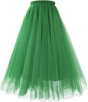 Summer Skirts for Women Loose Casual Trendy Solid Color Flowy Vacation Mesh Tulle Skirts, S-XL