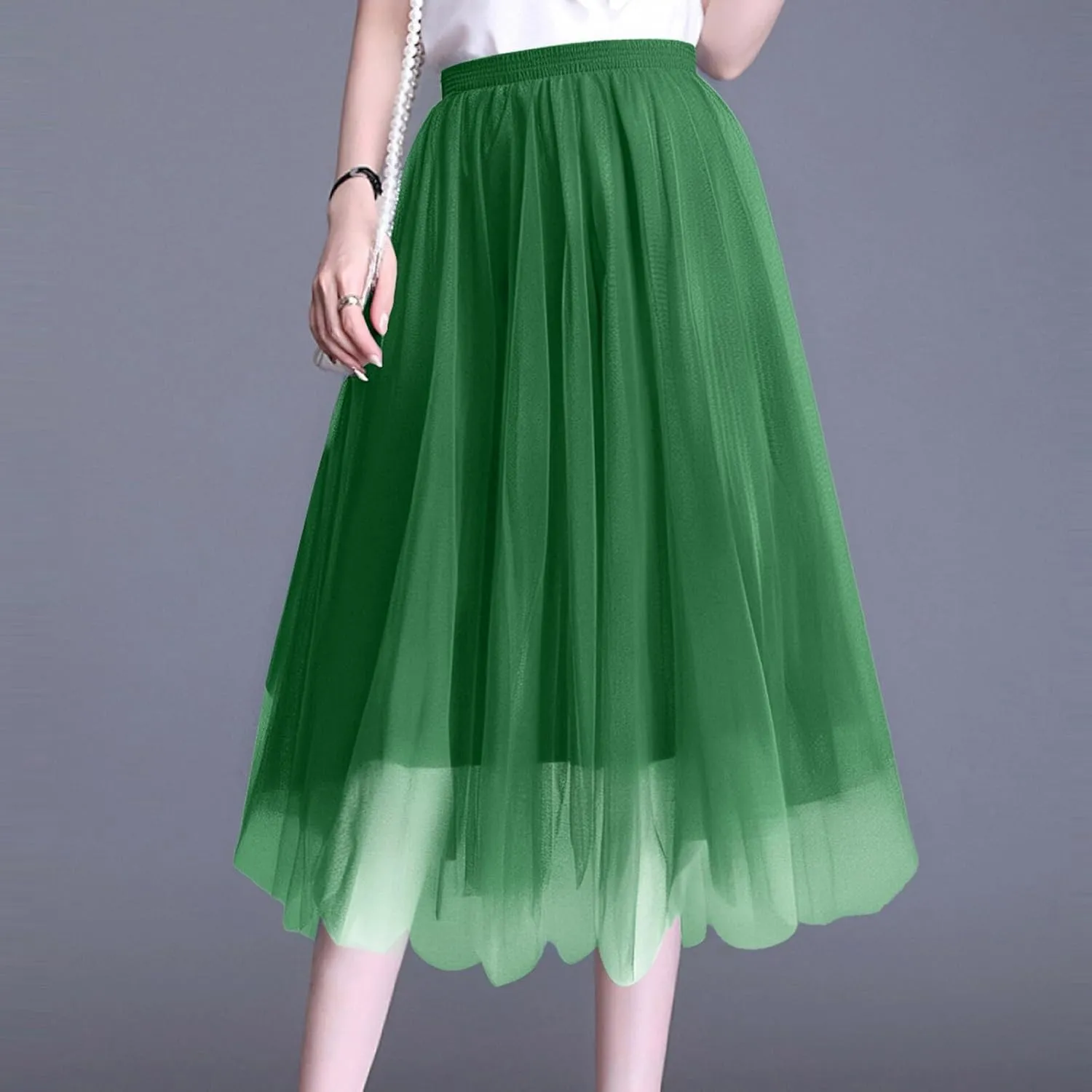 Summer Skirts for Women Loose Casual Trendy Solid Color Flowy Vacation Mesh Tulle Skirts, S-XL