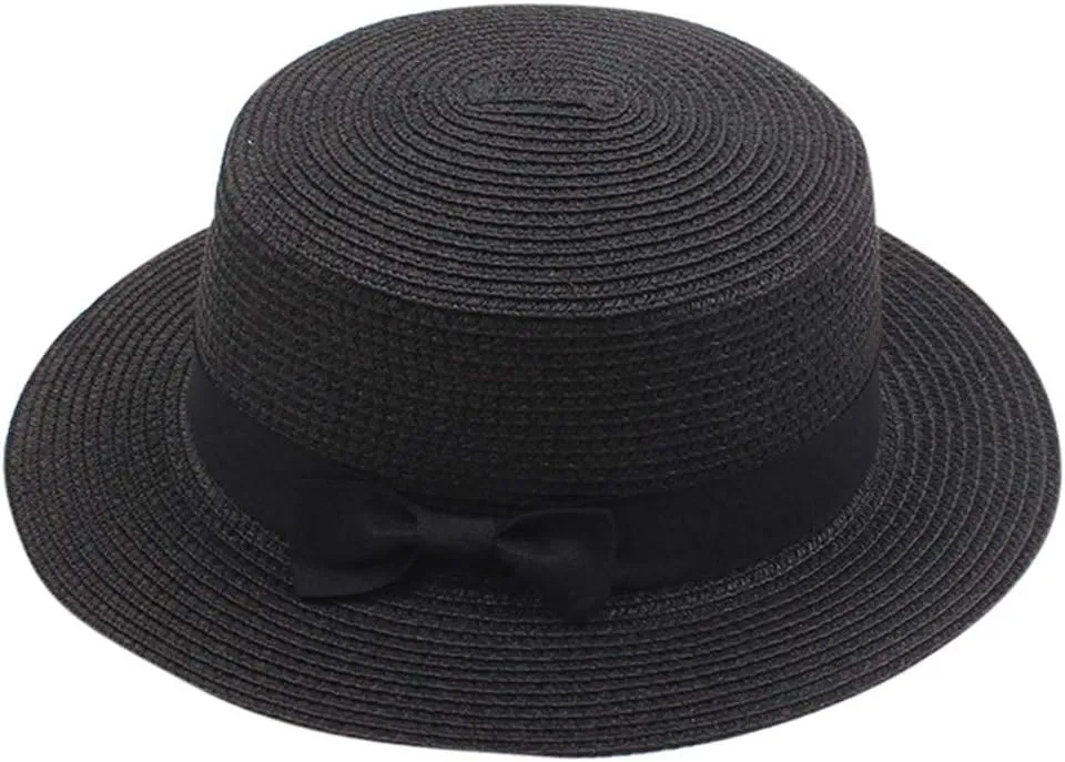 Summer Sun Hats for Girl Kids Summer Wide Brim Straw Boater Hat Foldable Packable Beach Straw Hat for Toddlers