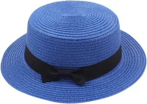 Summer Sun Hats for Girl Kids Summer Wide Brim Straw Boater Hat Foldable Packable Beach Straw Hat for Toddlers