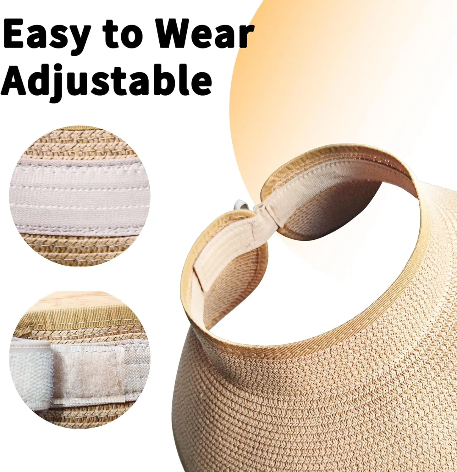 Sun Hats for Women Straw Roll-Up Beach Wide Brim Visor UV UPF Packable Foldable Travel Hat