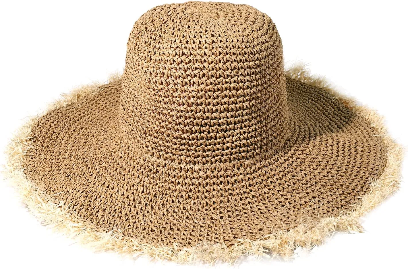 Sun Hats Women Straw Hats Wide Brim Summer Beach Hats Foldable Fringed Floppy Fedora Hats Summer Vacation Accessory