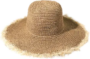 Sun Hats Women Straw Hats Wide Brim Summer Beach Hats Foldable Fringed Floppy Fedora Hats Summer Vacation Accessory