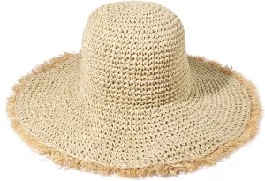 Sun Hats Women Straw Hats Wide Brim Summer Beach Hats Foldable Fringed Floppy Fedora Hats Summer Vacation Accessory