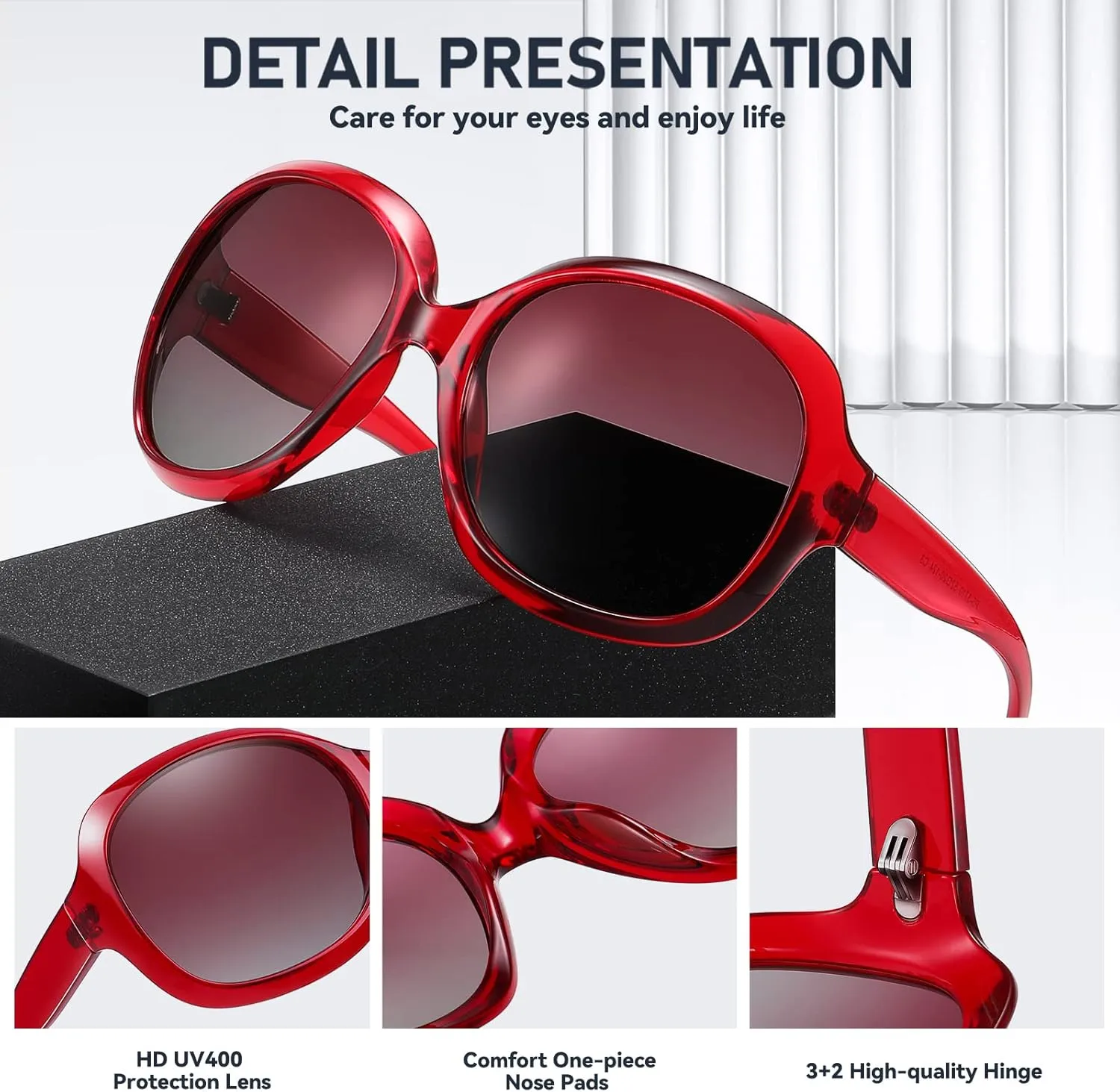 Sunglasses Womens Polarized Oversized Sunglasses for Women Trendy Classic Large Driving Sun Glasses UV400 Protection