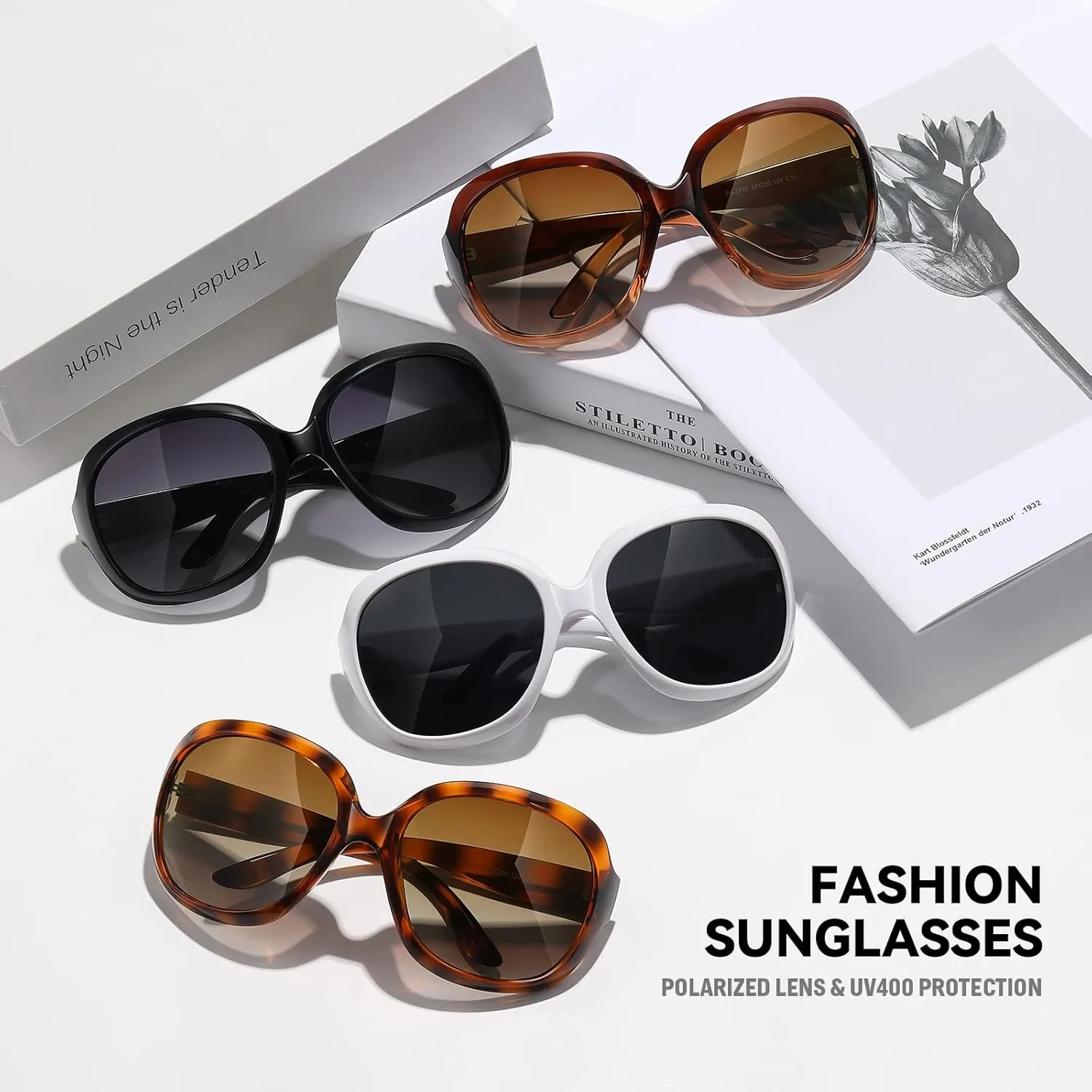 Sunglasses Womens Polarized Oversized Sunglasses for Women Trendy Classic Large Driving Sun Glasses UV400 Protection